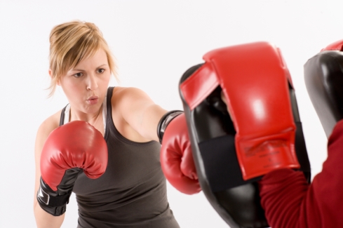 Woman boxing and exercising